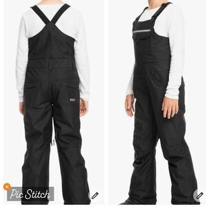 NWOT! Roxy Girls' Black Non-Stop Insulated Bib - Size 8